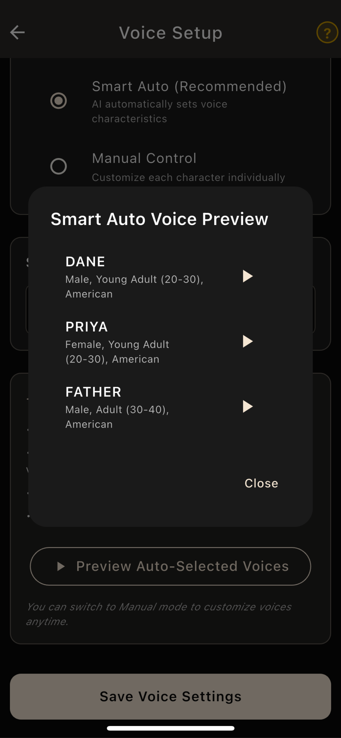 Smart Voice Setup Screenshot